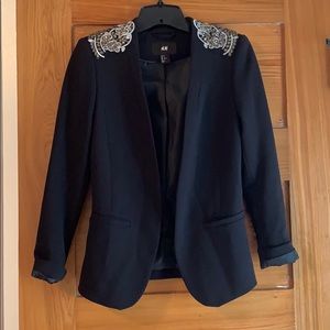Black blazer with beaded shoulder sz 2